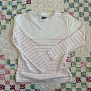 Chaps Pink and White Striped Women’s Shirt Long Sleeve Classic